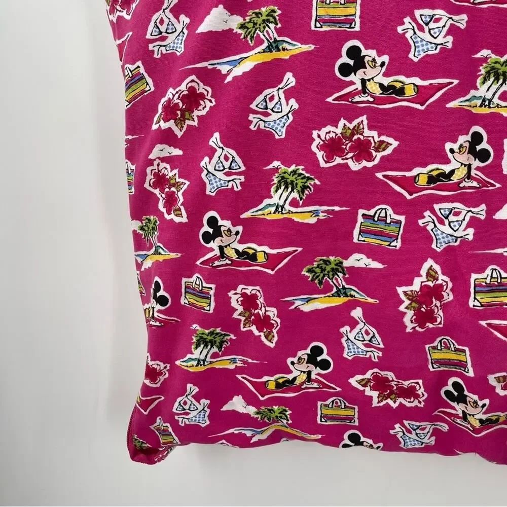 DISNEY STORE Beach Towel with Attached Bag Tote Minnie Mouse Pink Zipper Travel